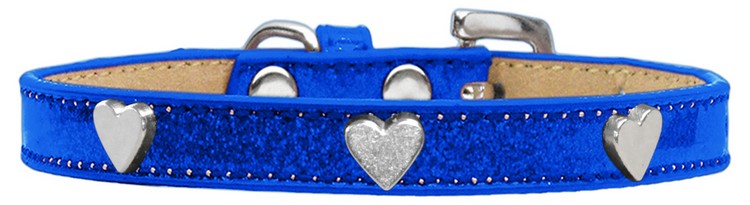 Silver Heart Widget Dog Collar Blue Ice Cream Size 10